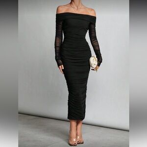 Elegant Black Ruched Dress